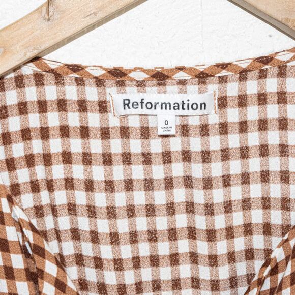 Reformation Brown and White Checkered Mini Dress - Picture 6 of 12